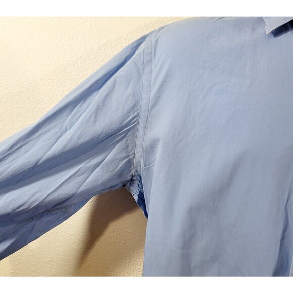 Express Blue Long Sleeves Pointed Collar Button Up Shirt Medium Lightweight Soft - Picture 6 of 6